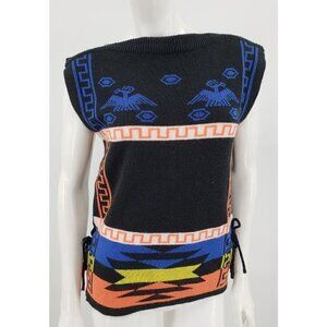 Vintage Sleeveless Sweater Vest Top Womens Small Black Southwest Eagles